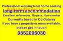 PROFESSIONAL WORKING FROM HOME SEEKING LONG-TERM ACCOMMODATION